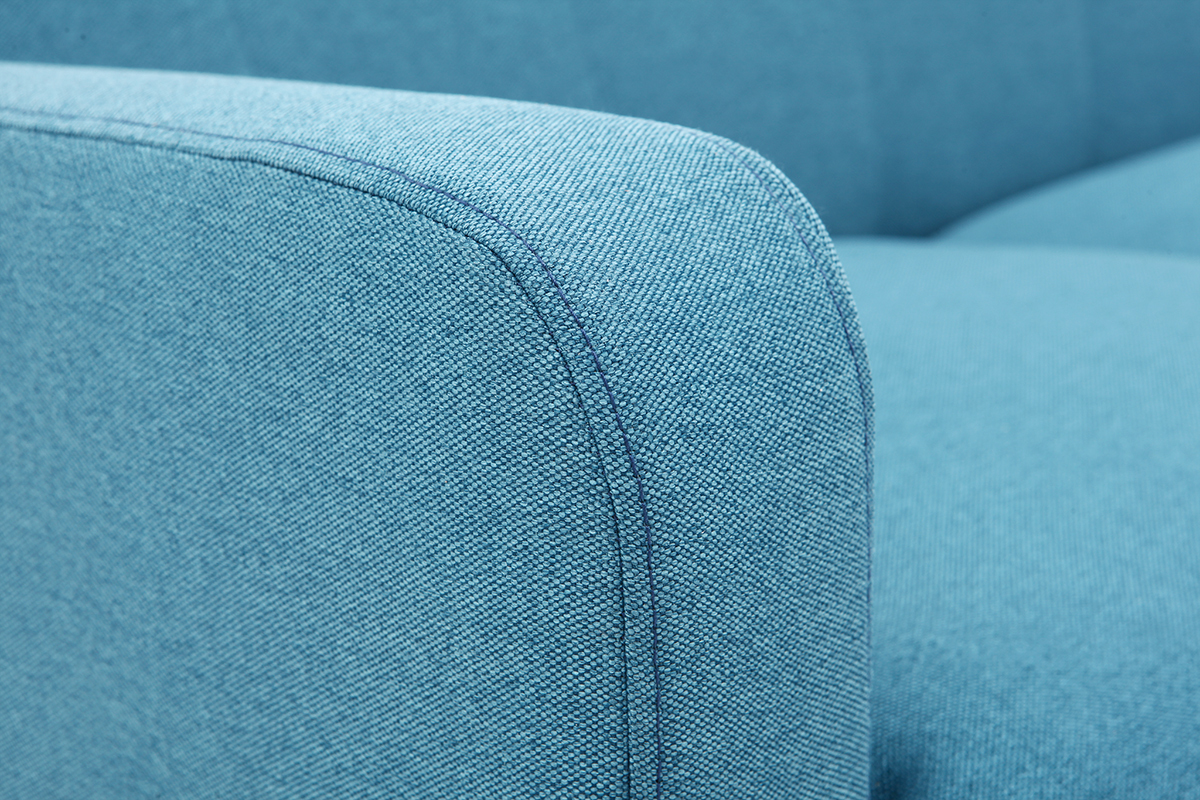 Divano design scandinavo a 2 posti tessuto blu anatra LUNA