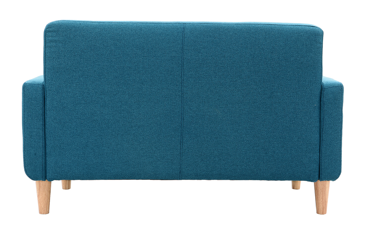 Divano design scandinavo a 2 posti tessuto blu anatra LUNA