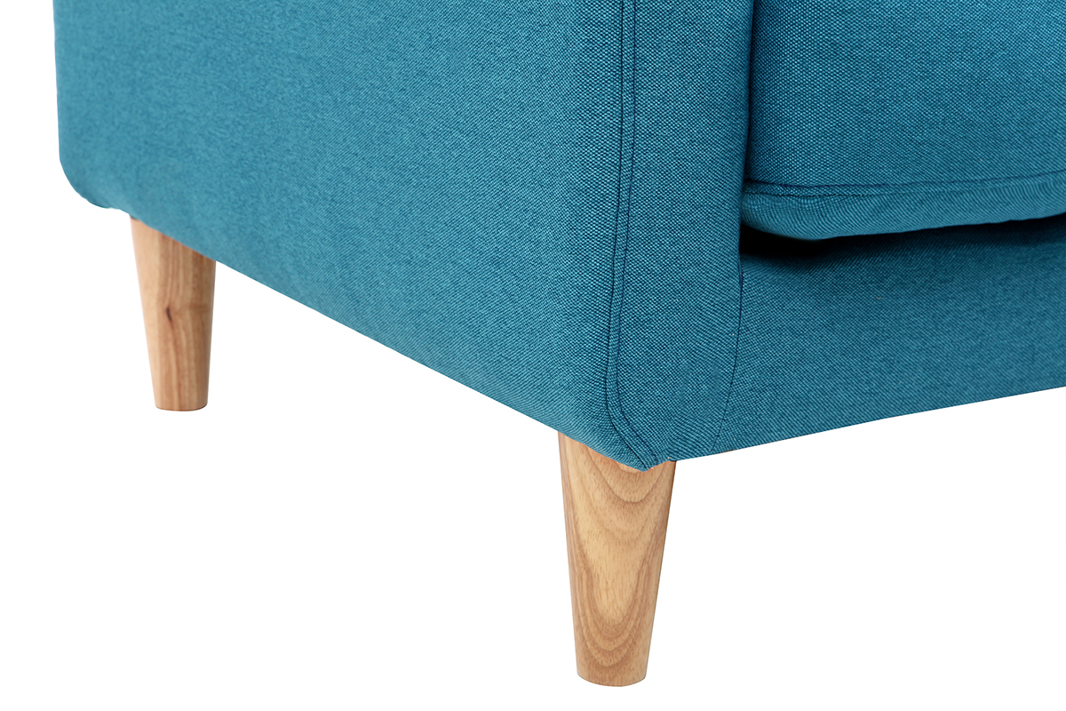 Divano design scandinavo a 2 posti tessuto blu anatra LUNA