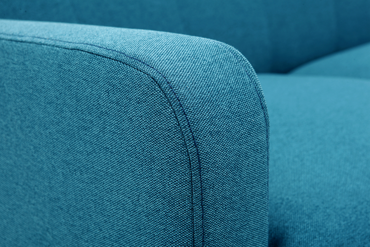 Divano design scandinavo a 2 posti tessuto blu anatra LUNA