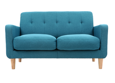 Divano design scandinavo a 2 posti tessuto blu anatra LUNA - Divano design scandinavo a 2 posti tessuto blu anatra LUNA