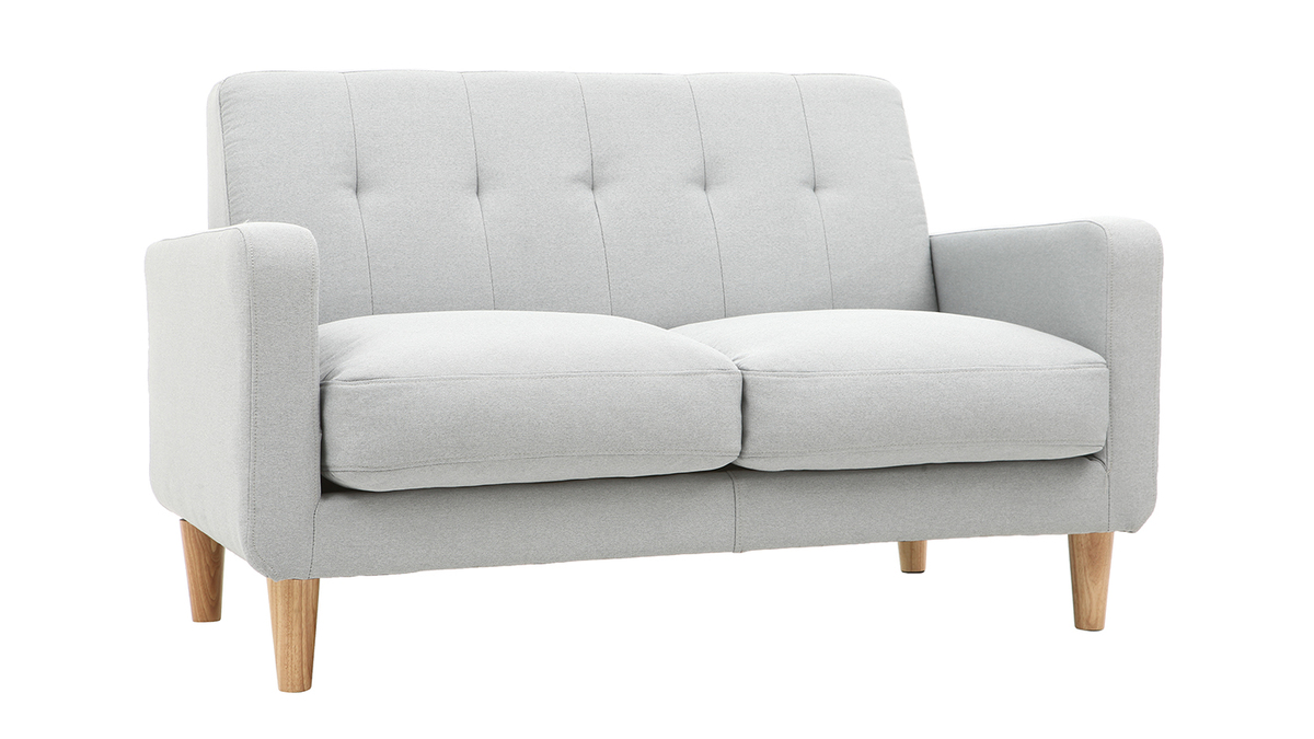 Divano design scandinavo a 2 posti tessuto grigio chiaro LUNA