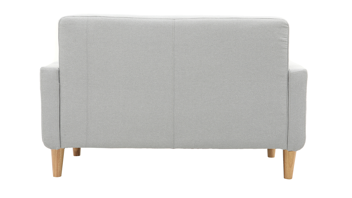 Divano design scandinavo a 2 posti tessuto grigio chiaro LUNA