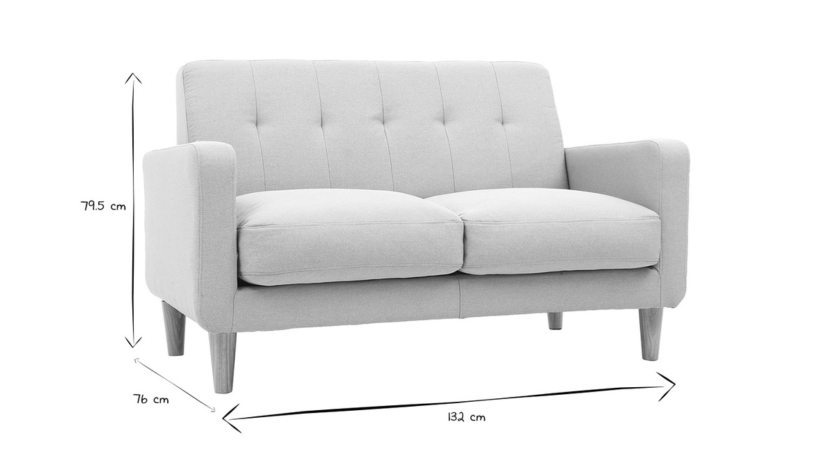 Divano scandinavo a 2 posti Blu laguna piedi in legno YOKO