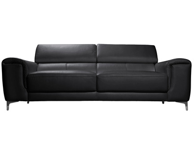 Divano in pelle design 3 posti con poggiatesta relax nero NEVADA