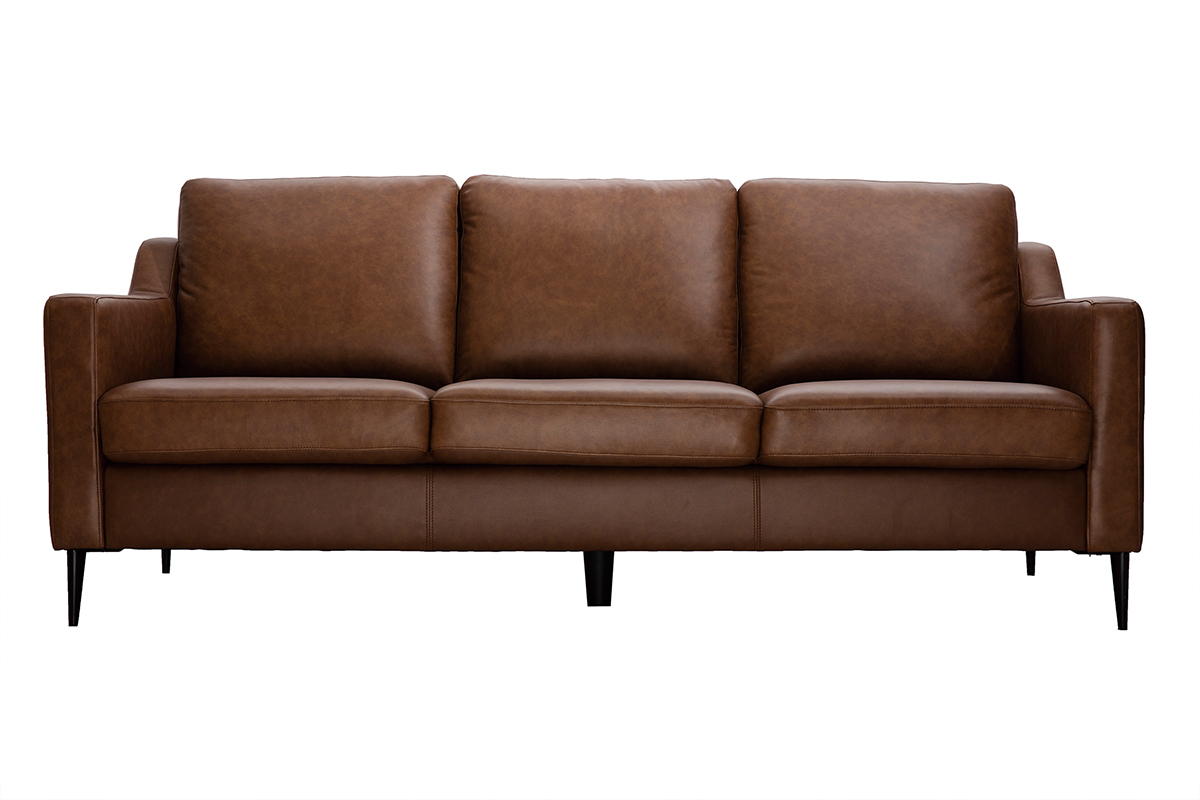 Divano in pelle design 3 posti marrone OXMO - pelle di bufalo