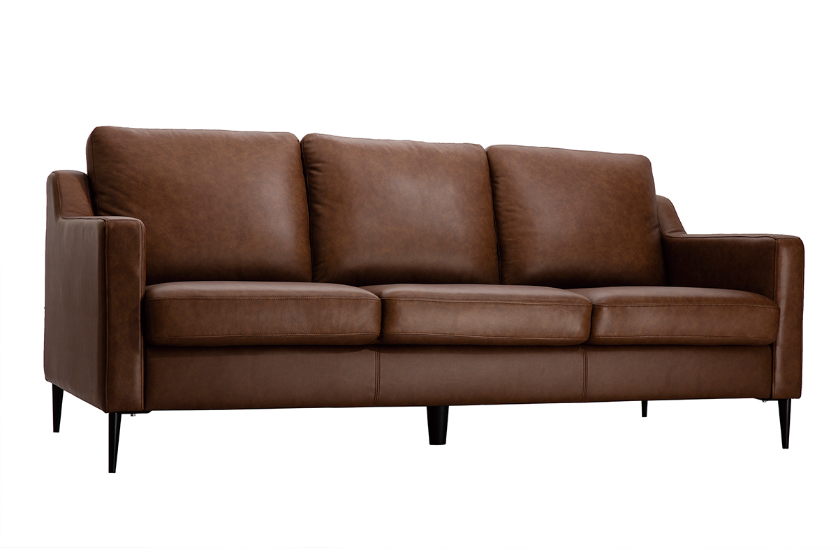 Divano in pelle design 3 posti marrone OXMO - pelle di bufalo