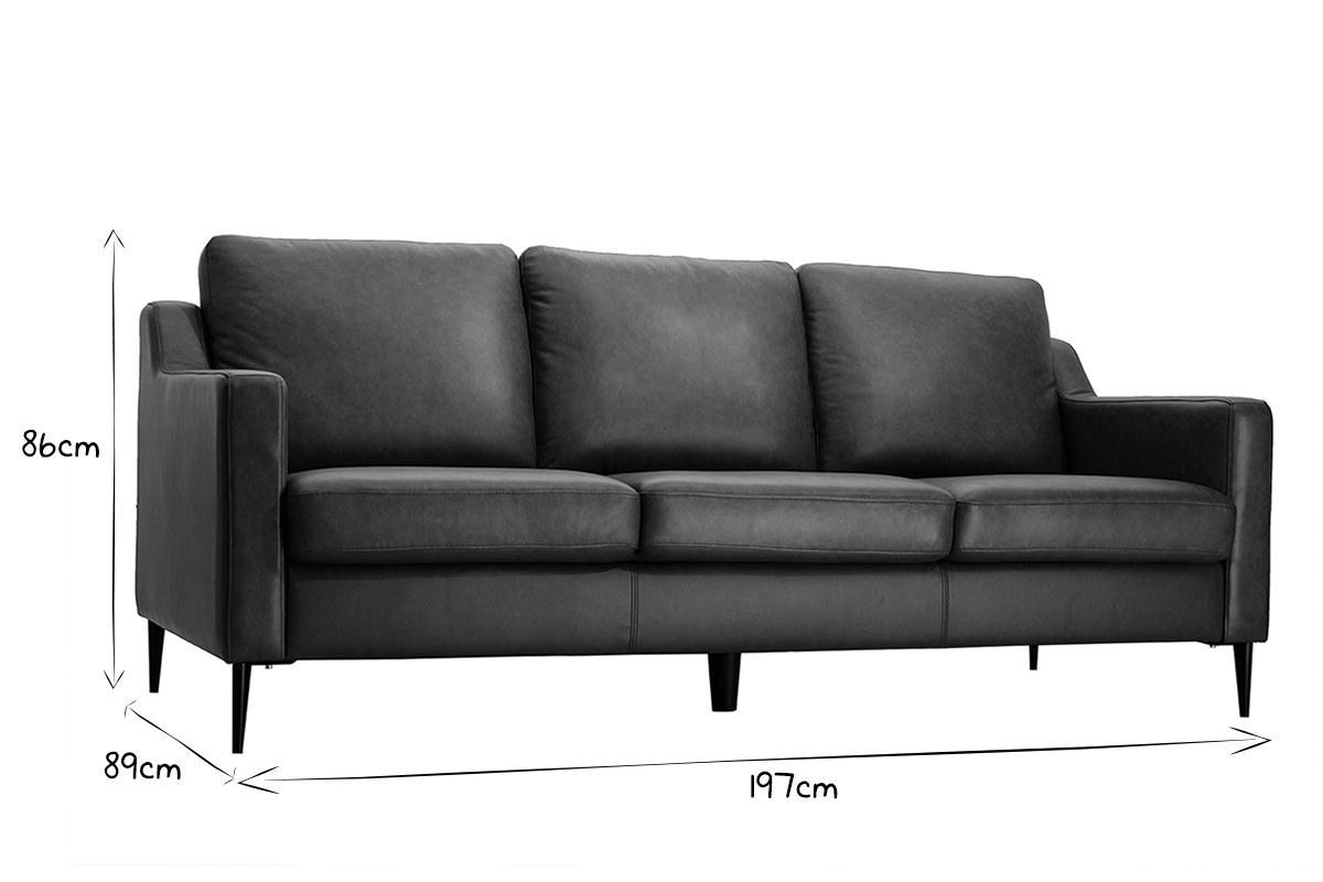 Divano in pelle design 3 posti marrone OXMO - pelle di bufalo
