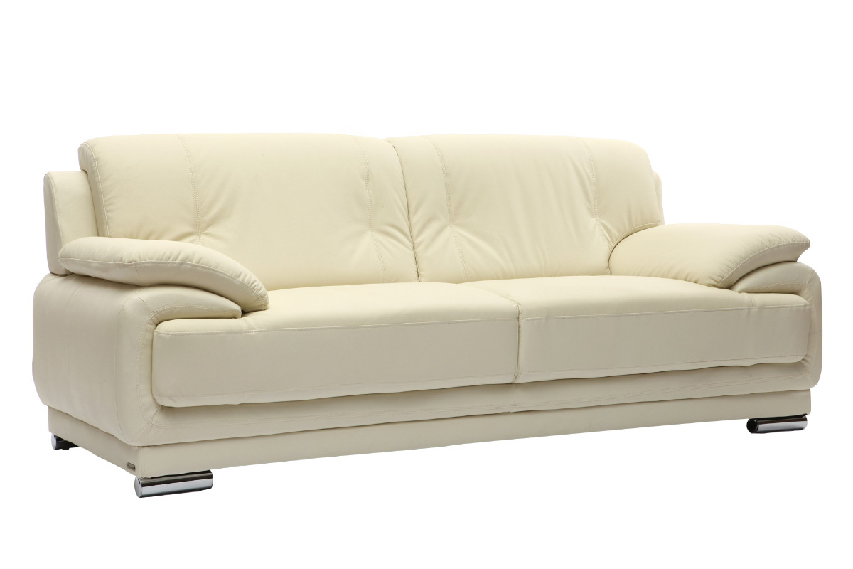 Divano in pelle design colore crema 3 posti TAMARA
