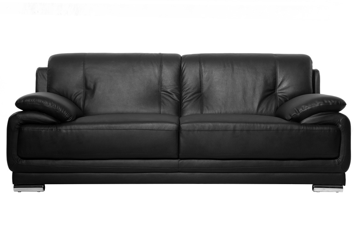 Divano in pelle design nero 3 posti TAMARA