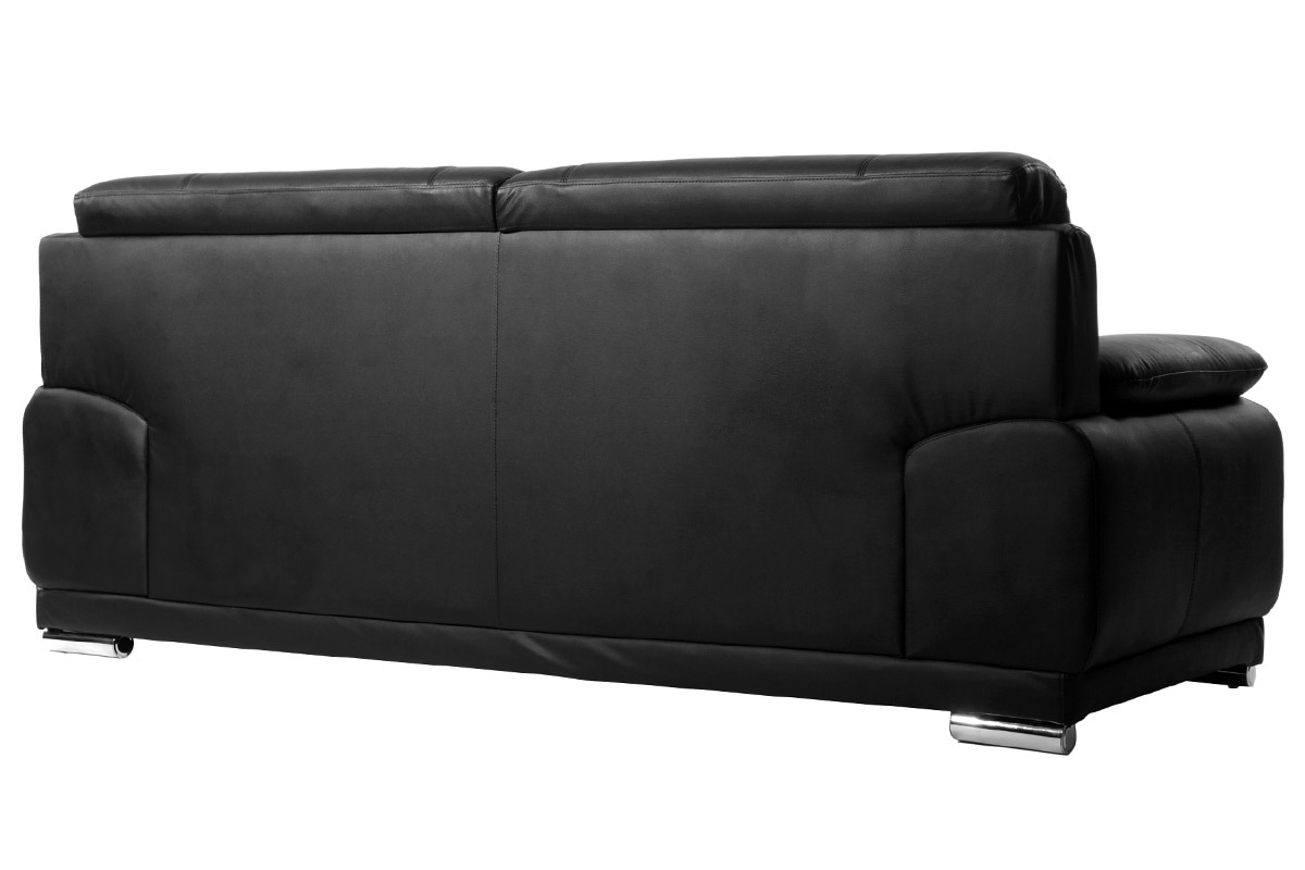 Divano in pelle design nero 3 posti TAMARA