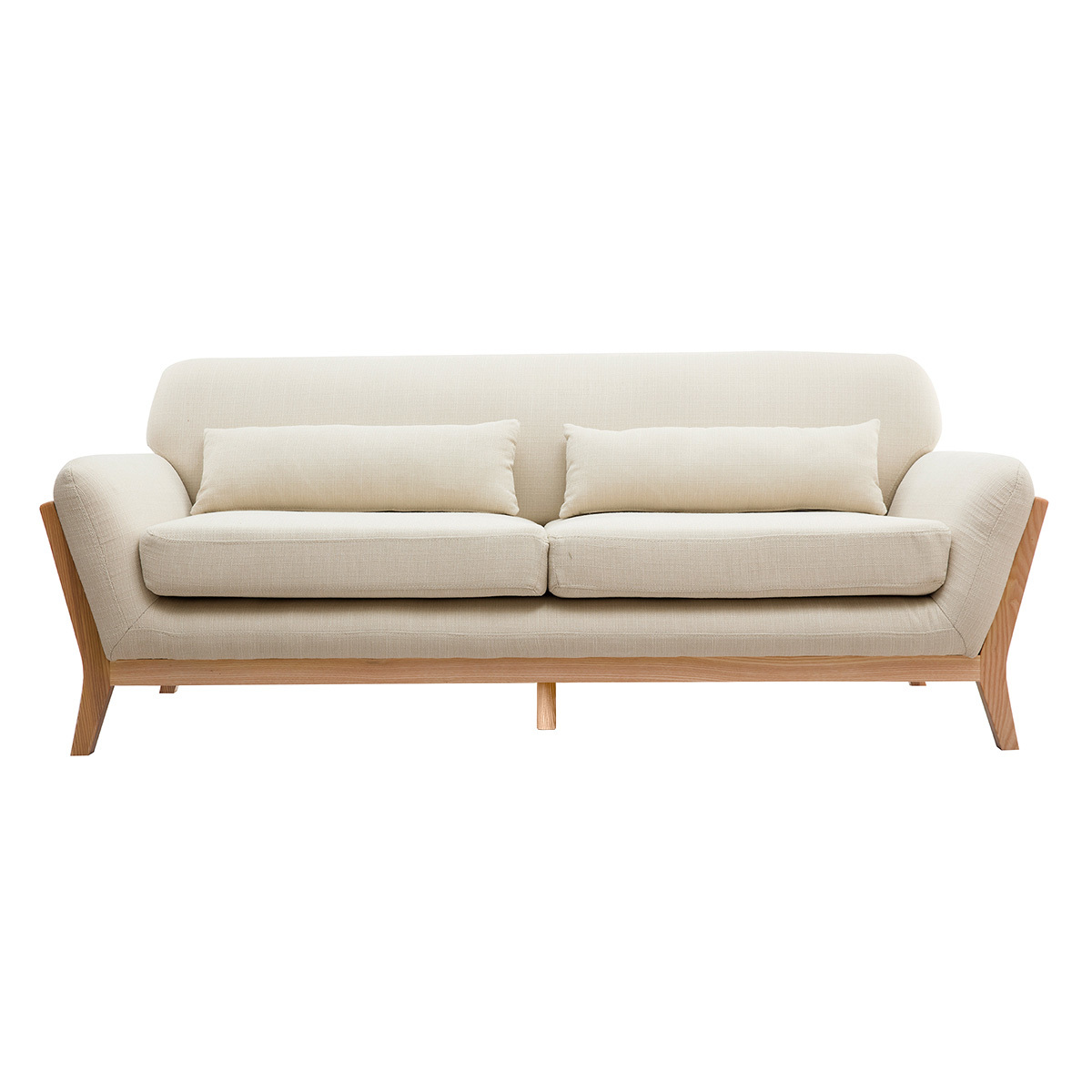 Divano in stile scandinavo 3 posti beige con piedini in legno YOKO
