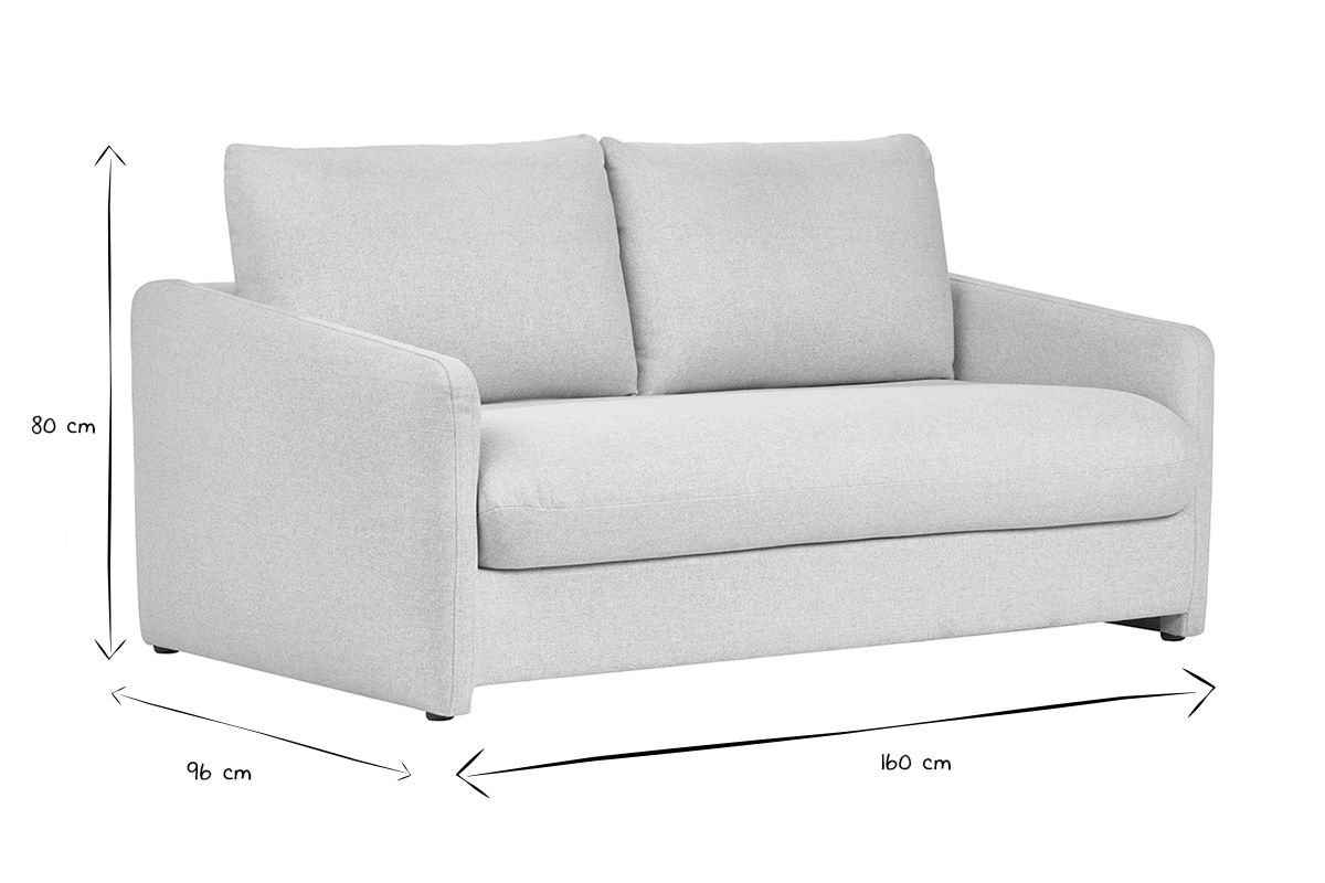 Divano letto 2 posti in tessuto beige PAULIN
