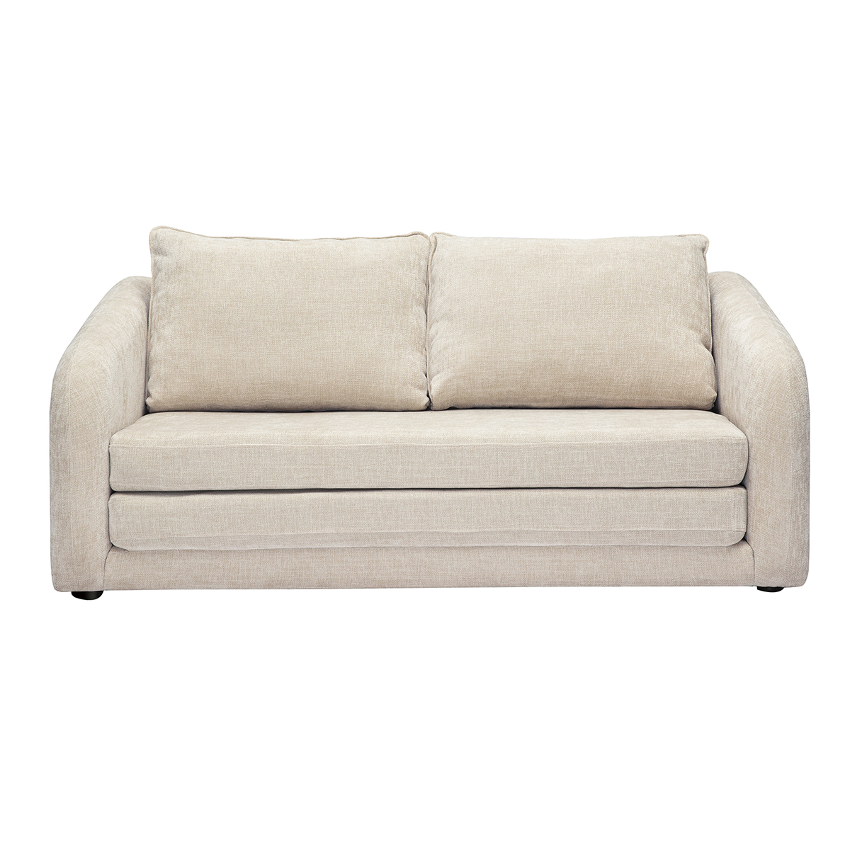 Divano letto 2 posti in tessuto effetto velluto testurizzato beige MAHAUT