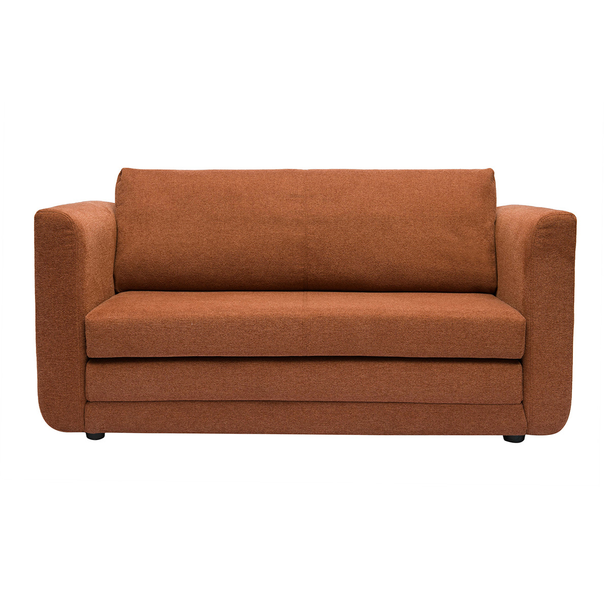 Divano letto 2 posti in tessuto effetto velluto testurizzato terra bruciata LEON