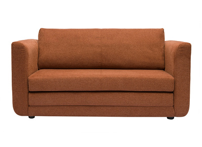 Divano letto 2 posti in tessuto effetto velluto testurizzato terra bruciata LEON