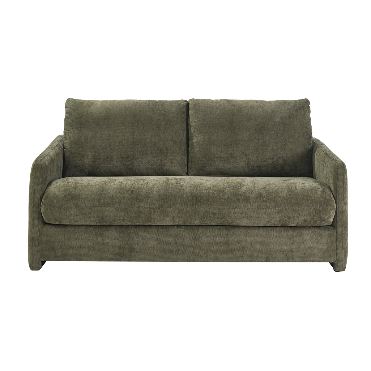 Divano letto 2 posti in tessuto effetto velluto testurizzato verde kaki PAULIN