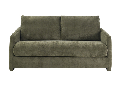 Divano letto 2 posti in tessuto effetto velluto testurizzato verde kaki PAULIN