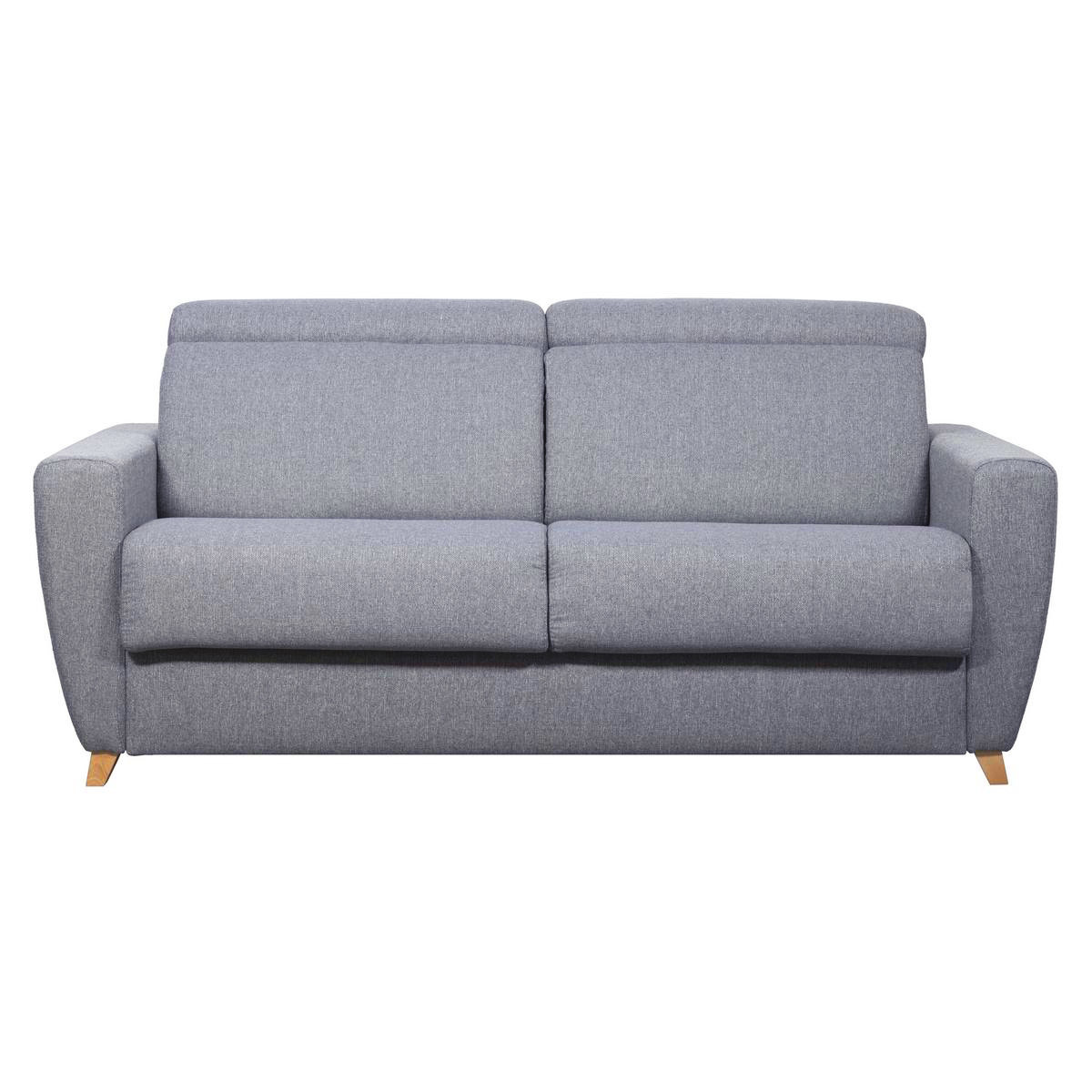 Divano letto 3 posti con poggiatesta regolabili e materasso 18 cm grigio chiaro GOYA