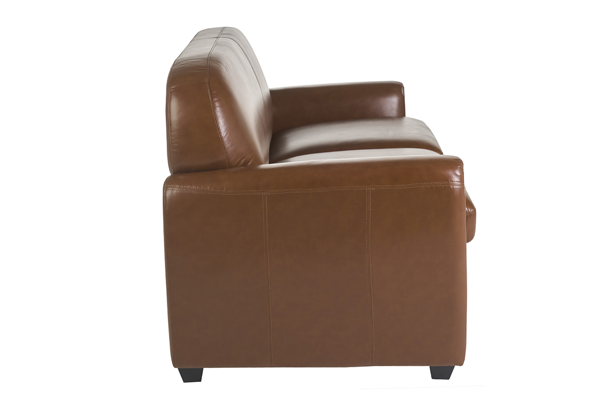 Divano letto 3 posti in pelle marrone CLUB