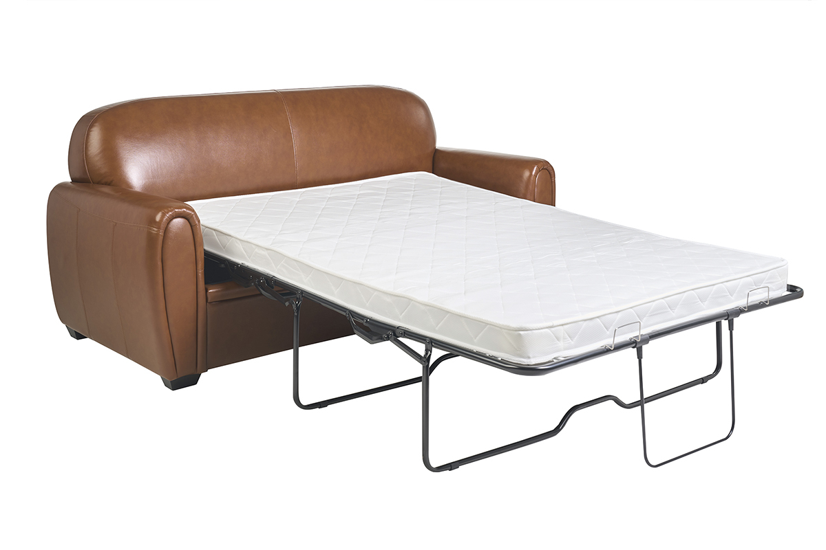 Divano letto 3 posti in pelle marrone CLUB