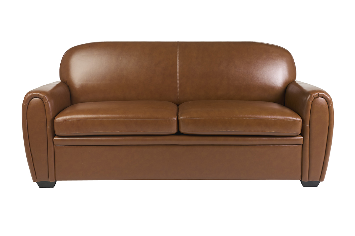 Divano letto 3 posti in pelle marrone CLUB