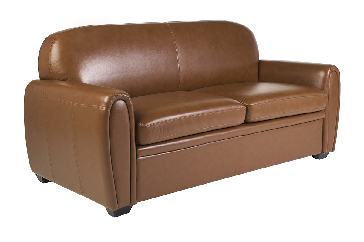 Divano letto 3 posti in pelle marrone CLUB