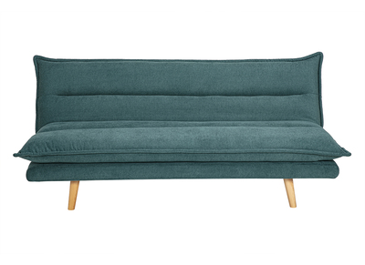 Divano letto 3 posti in tessuto effetto velluto cedrato e legno chiaro BINGO