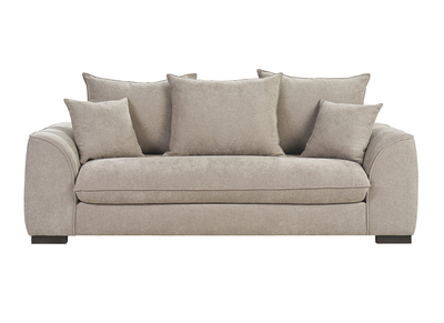 Divano letto 3 posti in tessuto effetto velluto taupe con materasso 12 cm ARMAND