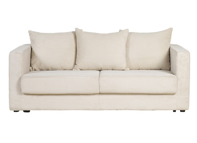 Divano letto 3 posti in tessuto velluto a coste beige con materasso 13 cm BACIO