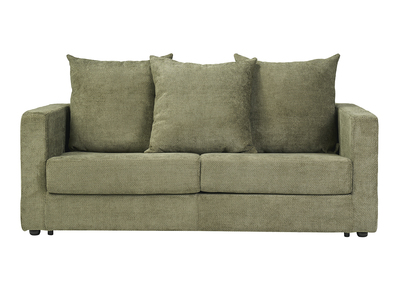 Divano letto 3 posti in tessuto velluto ciniglia verde kaki con materasso 13 cm BACIO