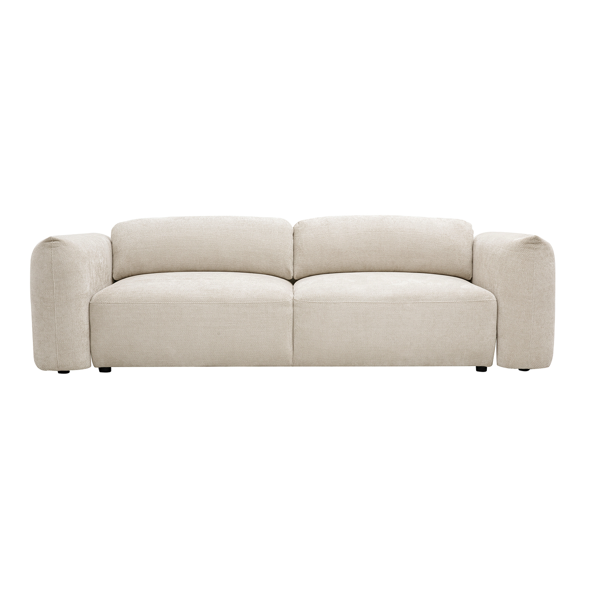 Divano letto 4 posti con contenitore in tessuto velluto ciniglia beige SWELL