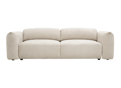 Divano letto 4 posti con contenitore in tessuto velluto ciniglia beige SWELL