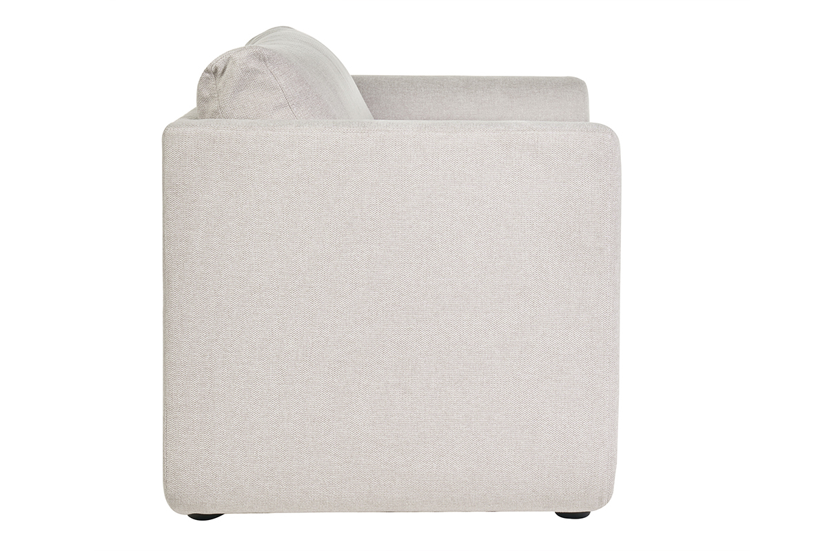 Divano letto a 2 posti in tessuto effetto velluto beige testurizzato LEON