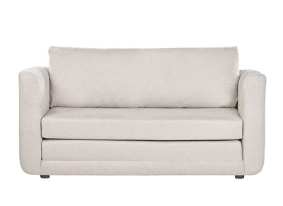Divano letto a 2 posti in tessuto effetto velluto beige testurizzato LEON