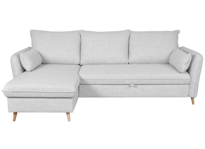 Divano letto angolare destro con contenitore grigio chiaro DRISS