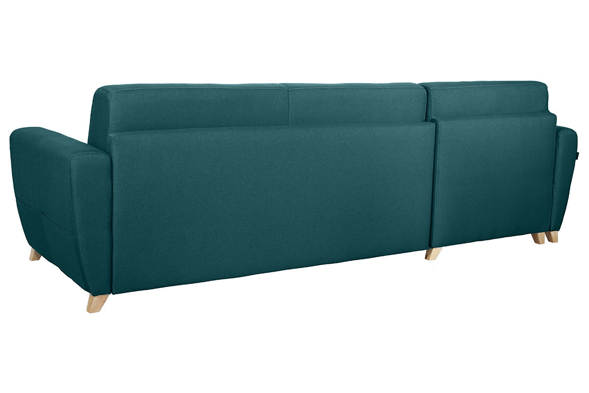 Divano letto angolare e reversibile con contenitore blu anatra GRAHAM