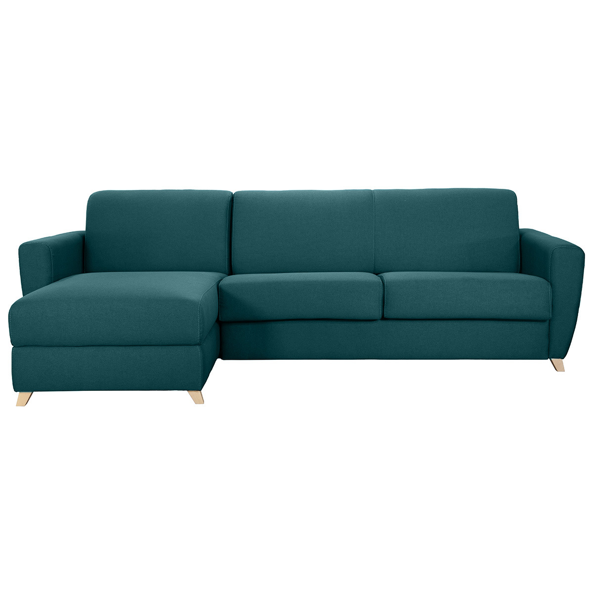 Divano letto angolare e reversibile con contenitore blu anatra GRAHAM