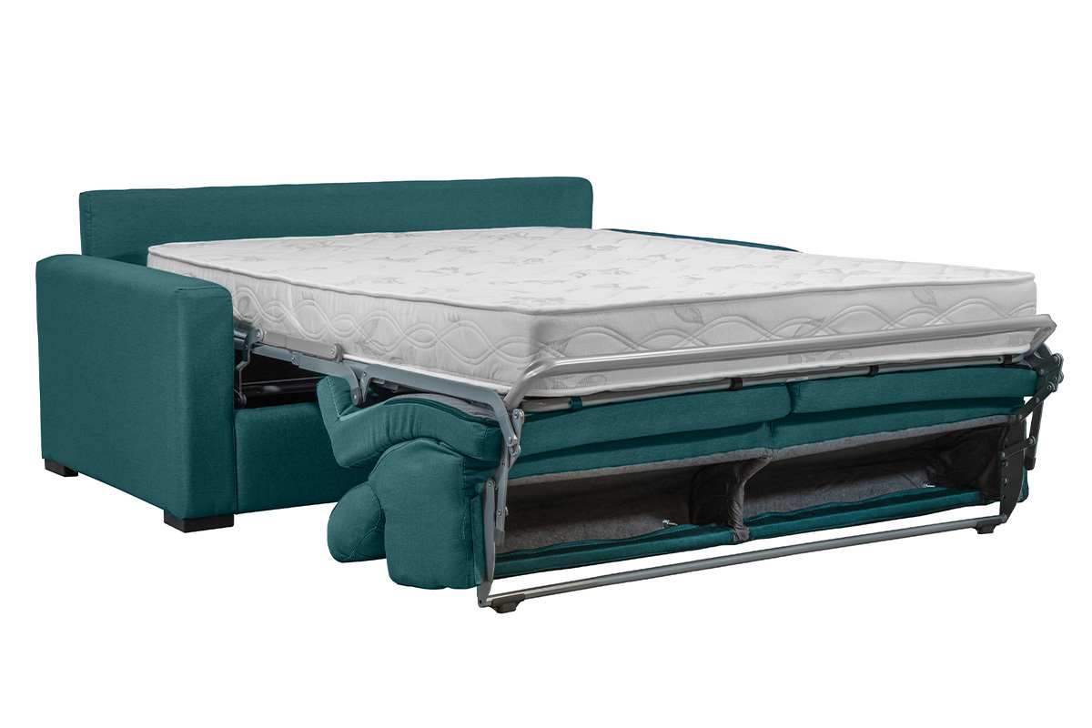 Divano letto blu anatra con materasso 18 cm e poggiatesta regolabili NORO