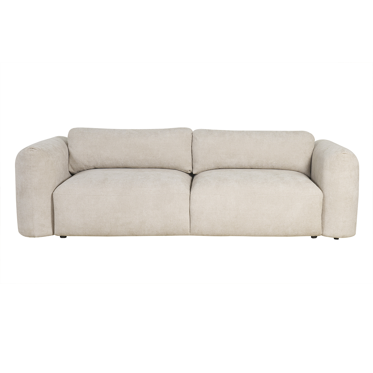 Divano letto con contenitore 4 posti in tessuto effetto velluto cinigliato beige CRUSH