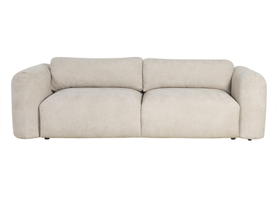 Divano letto con contenitore 4 posti in tessuto effetto velluto cinigliato beige CRUSH