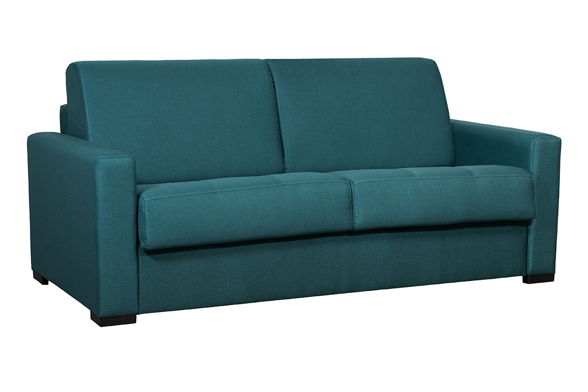Divano letto con materasso 12 cm tessuto blu anatra DOME