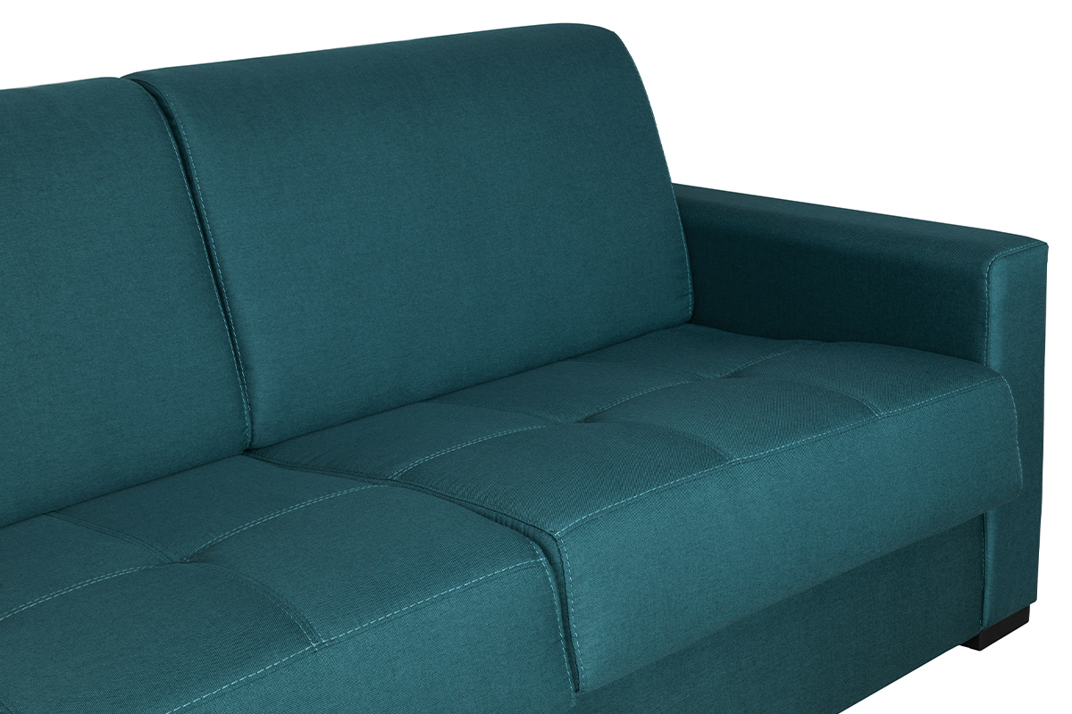 Divano letto con materasso 12 cm tessuto blu anatra DOME