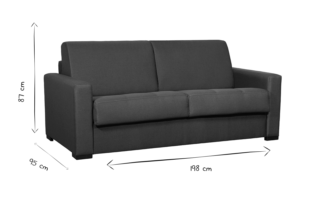 Divano letto con materasso 12 cm tessuto blu anatra DOME