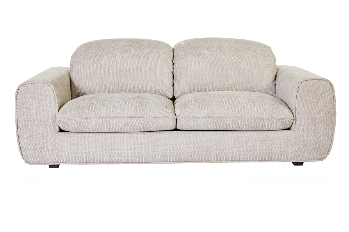 Divano letto con tetiere regolabili per 3 posti in tessuto velluto chenille beige NOAM
