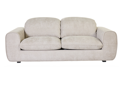 Divano letto con tetiere regolabili per 3 posti in tessuto velluto chenille beige NOAM