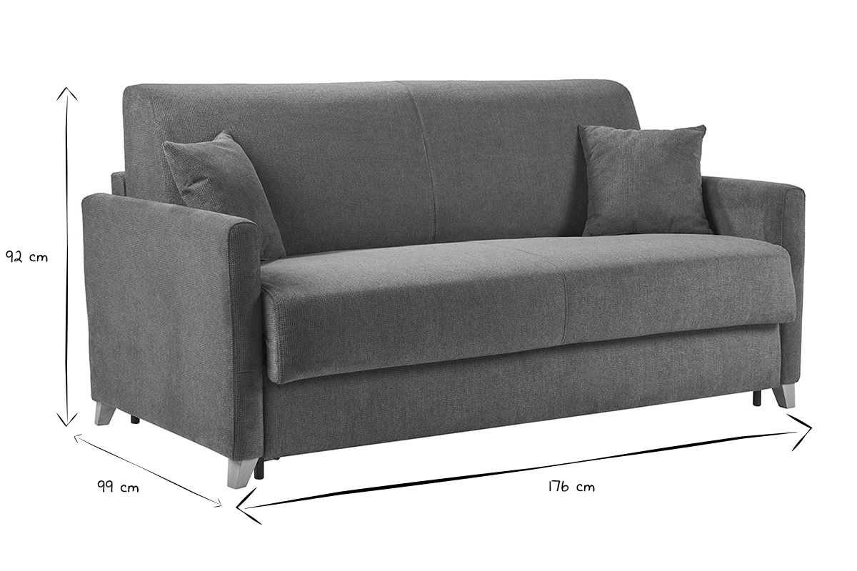 Dimensioni del divano convertibile a 3 posti SKANDY in bianco e nero, H92 cm, L176 cm, P99 cm