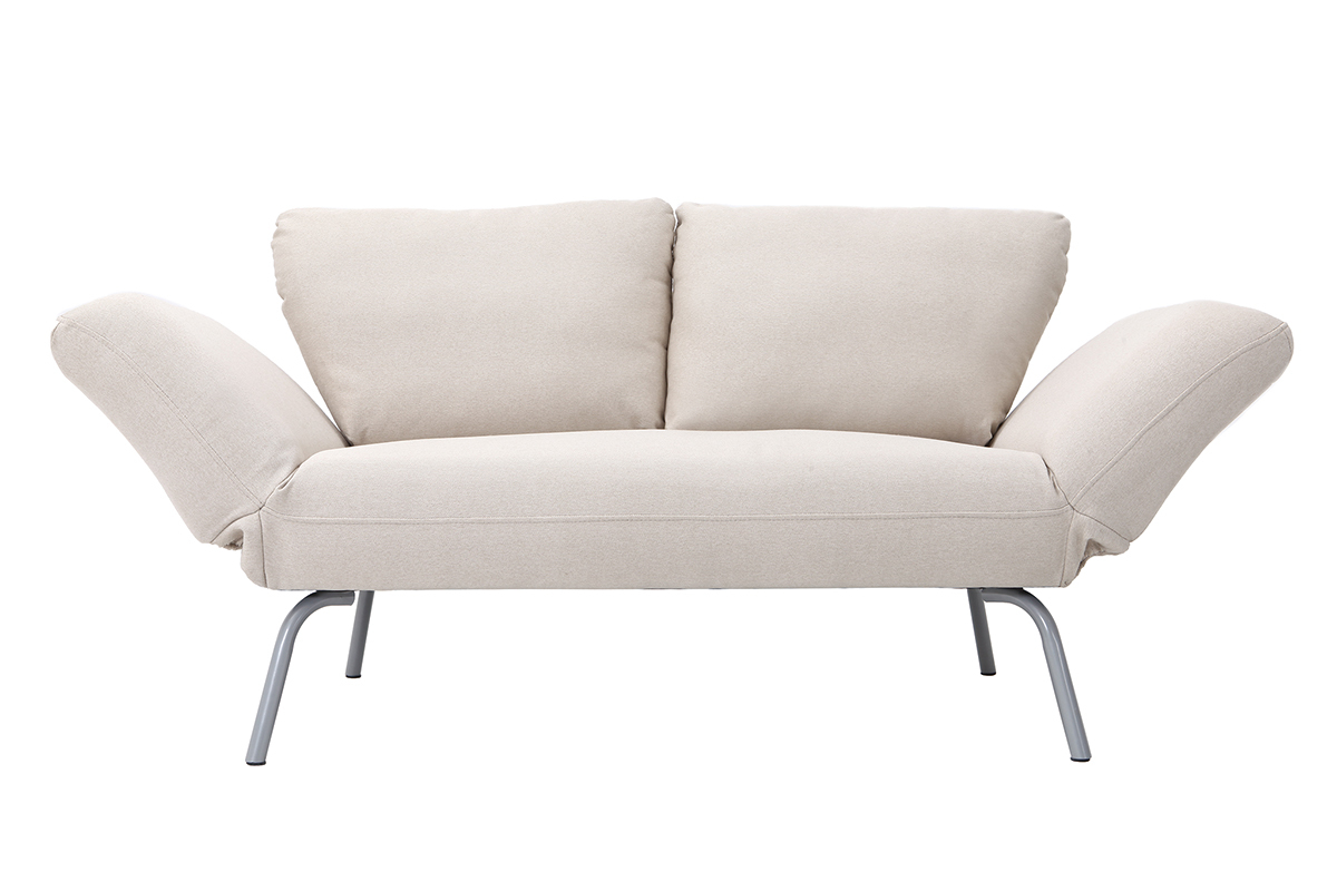 Divano letto design 2 posti beige microfibra ELMER