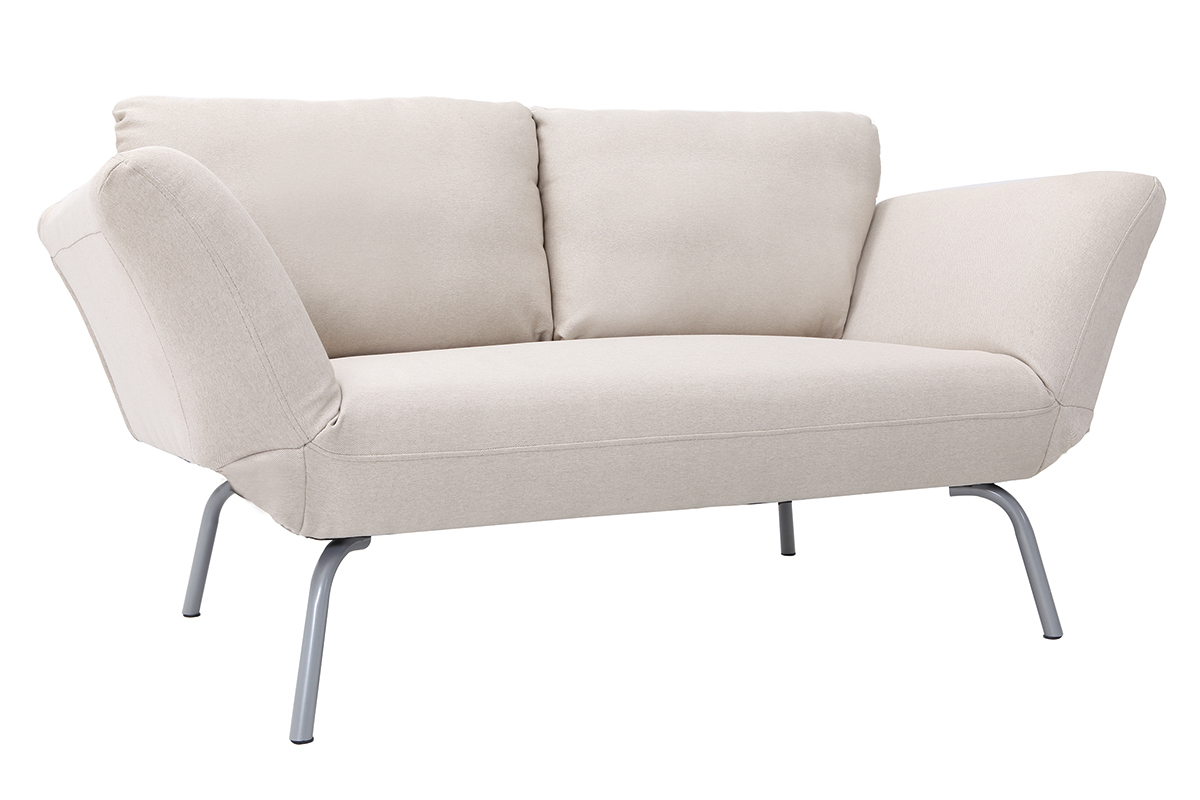 Divano letto design 2 posti beige microfibra ELMER