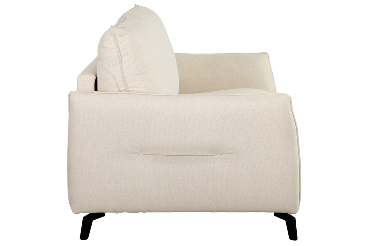 Divano letto design 3 posti in tessuto beige naturale e metallo nero LIAM
